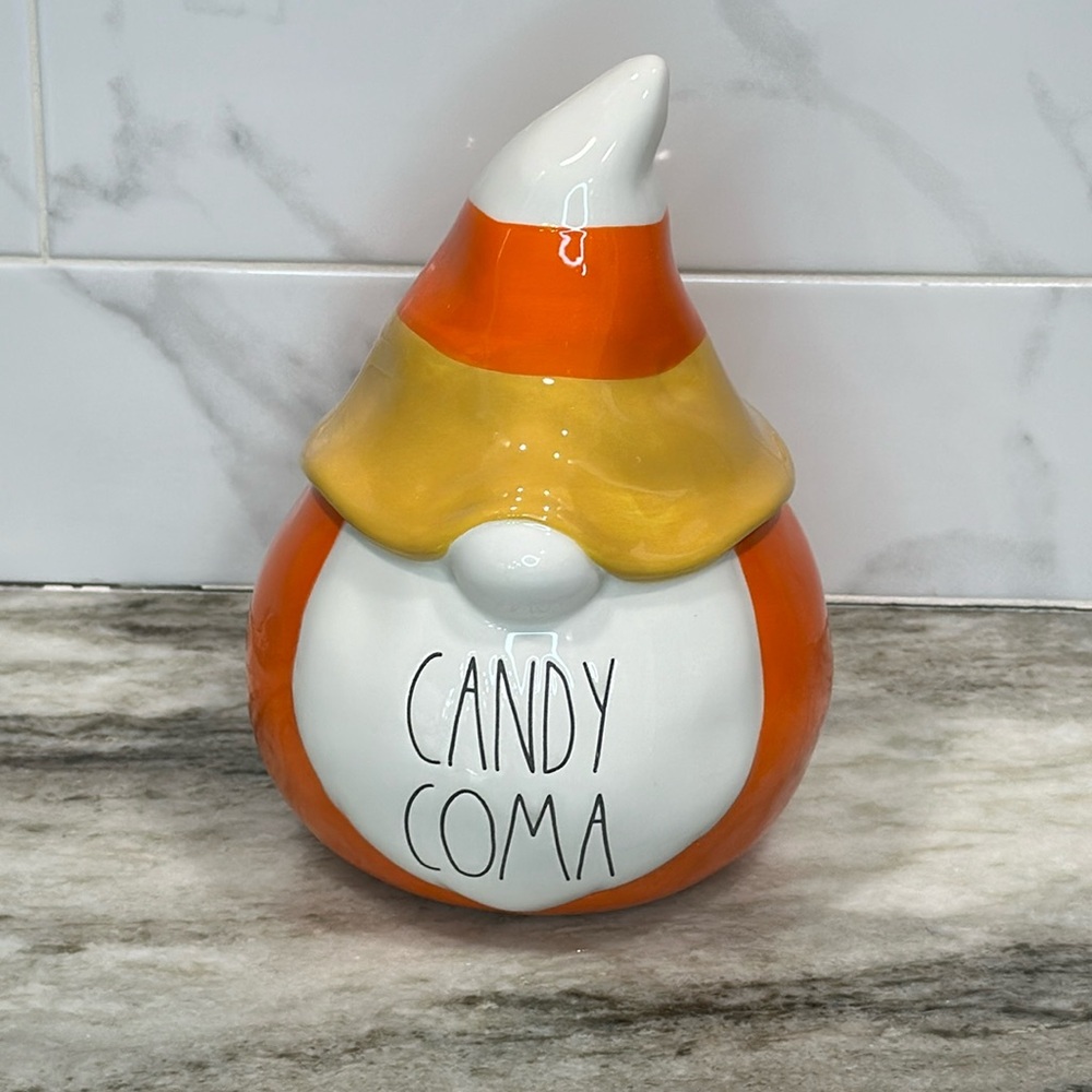 Rae Dunn CANDY COMA Halloween Gnome Candy Corn Decor 8" Statue New in Box
